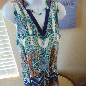 Renee C Colorful Paisley Dress/Blouse Sz Small
